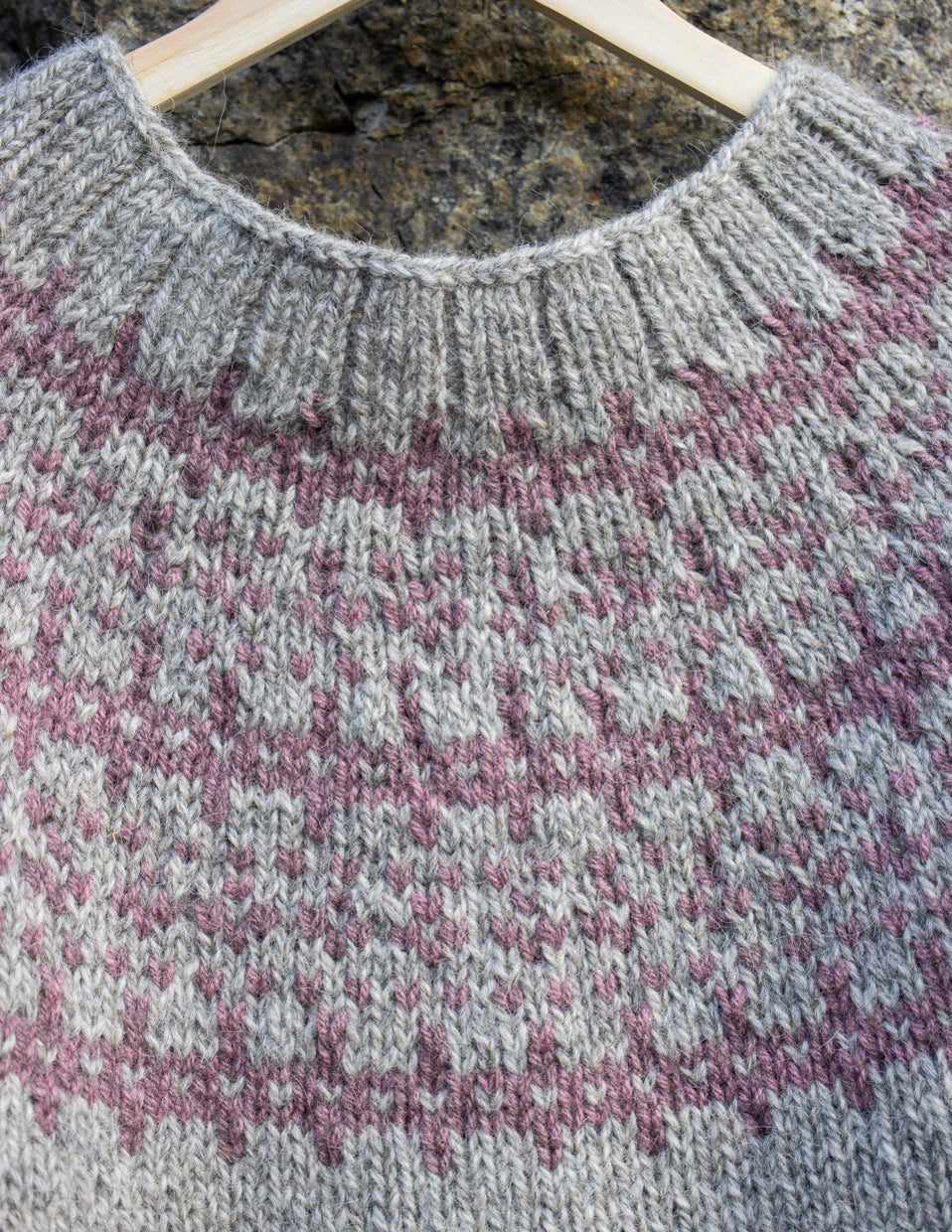 Salty Grains sweater knitting kit in STORM